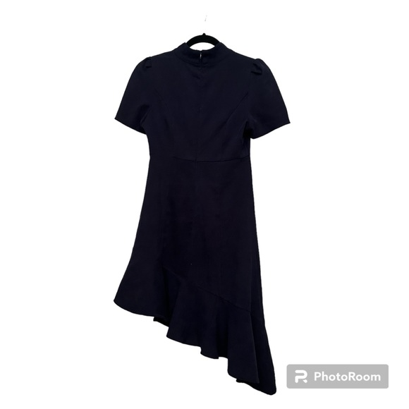 Navy Short Sleeve Mock Neck Corduroy High-Low Dress - Picture 2 of 4